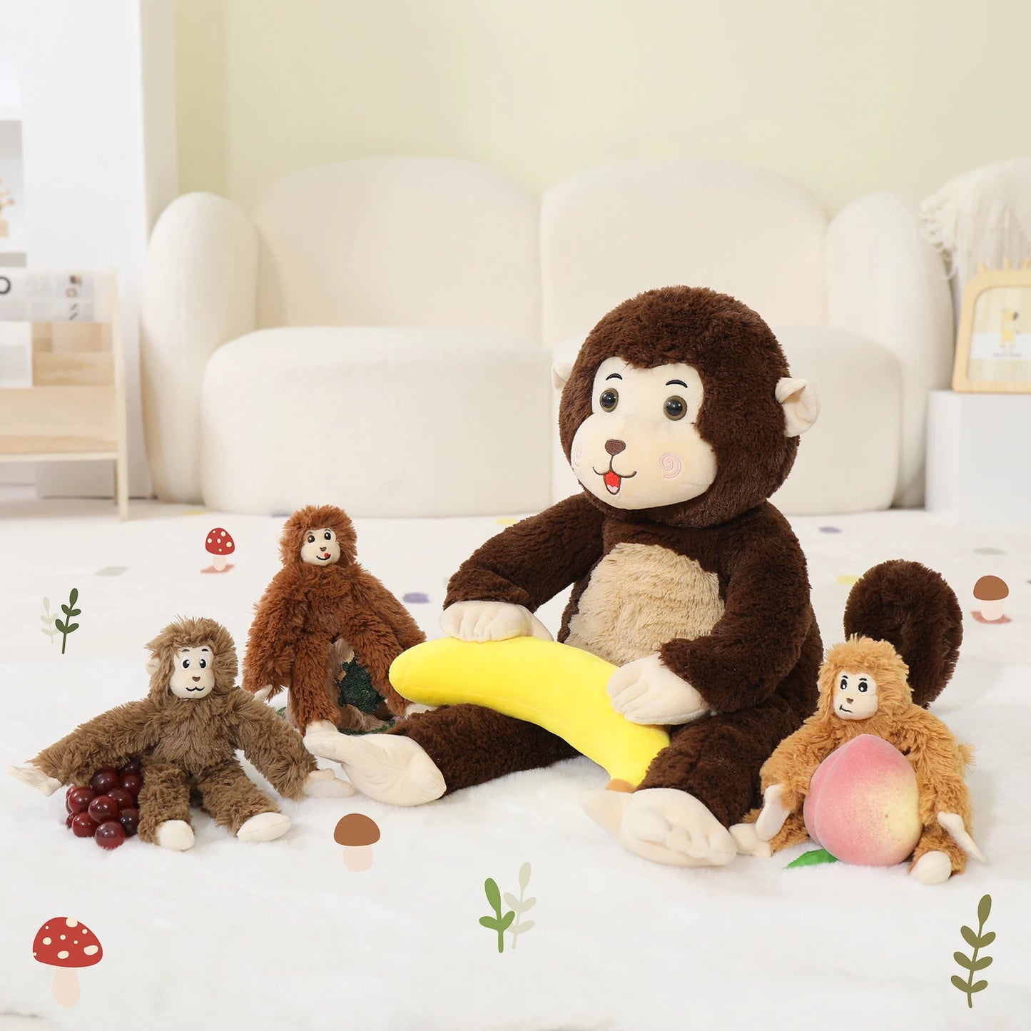 MaoGoLan Large Monkey Stuffed Animal with Banana for Kids,Huggable Mom and Baby Stuffed Monkeys for Party Favor,A Mama Ape Plush