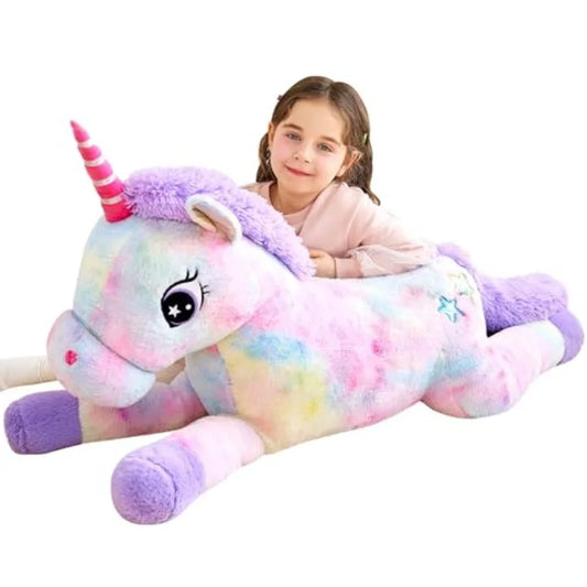 Giant Unicorn Stuffed Animal Plush Toy Large Cute Jumbo Soft Toy Multicolored Fluffy Fat Oversized Plushie Gift for Girls Boys