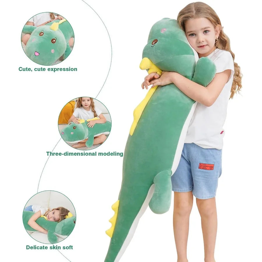 40 inch Giant Dinosaur Soft Body Pillow Plush Dino Toys Cute Big 3.3 Feet Dinosaur Stuffed Animals in Pastel Colors Soft and Hu