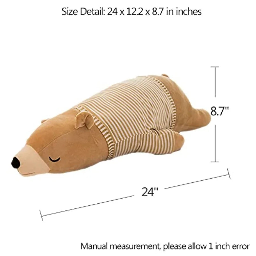 24 Inch Brown Sleeping Polar Bear Plush Toy Soft Stuffed Animal Huggable Cuddly Doll for Boys Girls Birthday Gift Large Soft Pl