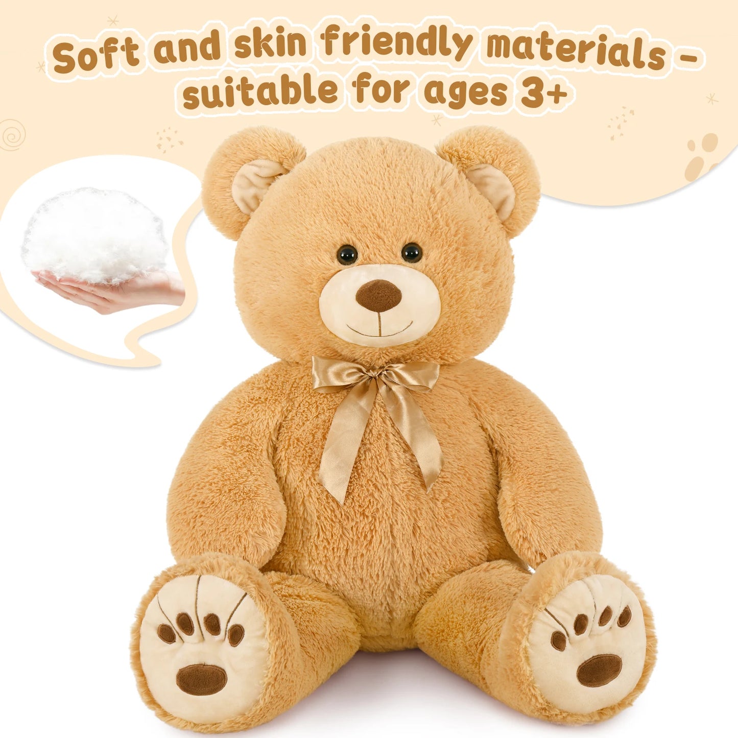 MorisMos Giant Teddy Bear Stuffed Animal, Big Teddy Bear Life Size, 36in Large Bear Cuddly Soft for Baby Shower, Boys, Girls