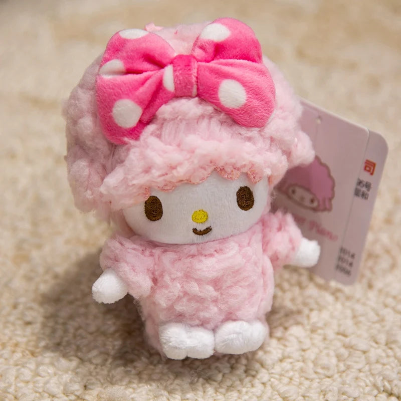 Sanrio Piano Sheep Plush Toys Pendants Coin Purse Kawaii Pink Sheep Stuffed Dolls Keychains Girls Sleepping Companion Toys