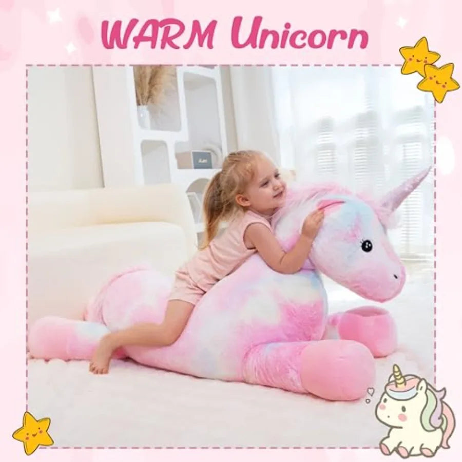 44 inch Pink Unicorn Stuffed Animal Giant Plush Unicorn for Girls Large Pink Unicorn Birthday Christmas Gift Soft Fluffy Toy