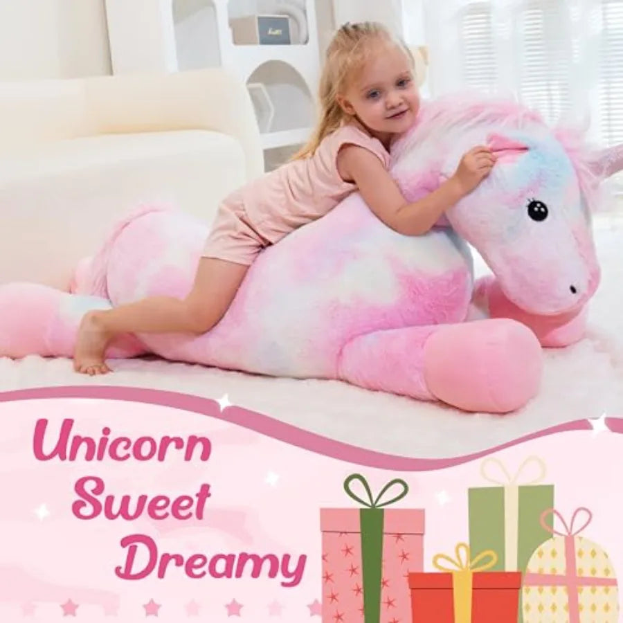 44 inch Pink Unicorn Stuffed Animal Giant Plush Unicorn for Girls Large Pink Unicorn Birthday Christmas Gift Soft Fluffy Toy